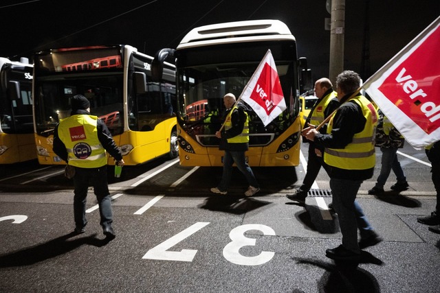 Busse und Bahnen bleiben in mehreren S... S&uuml;dwesten im Depot. (Archivbild)  | Foto: Marijan Murat/dpa