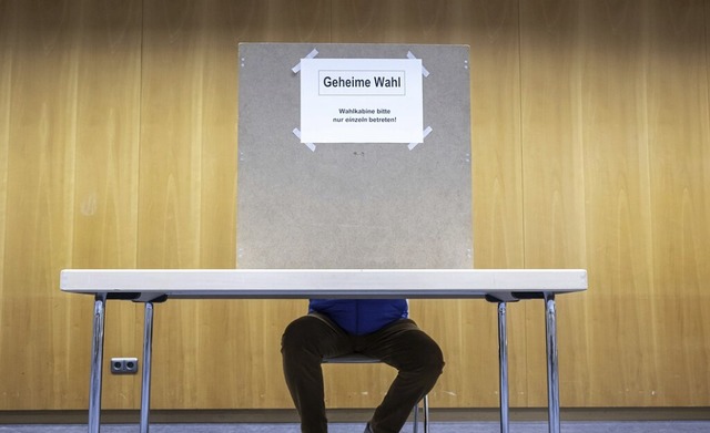 In der Wahlkabine ist jeder fr sich  | Foto: Peter Kneffel (dpa)