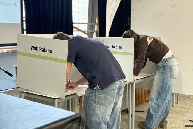 Schlerinnen und Schler in Lrrach starten einen Testlauf fr die Bundestagswahl