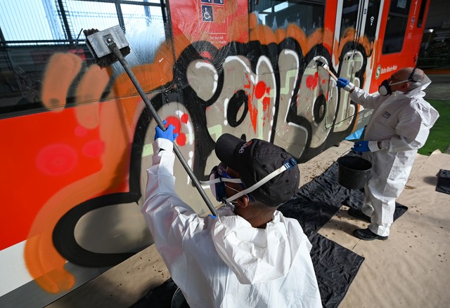 Die S&uuml;dwestdeutsche Landesverkehr...n Graffiti-Schmierereien. (Symbolbild)  | Foto: Arne Dedert/dpa