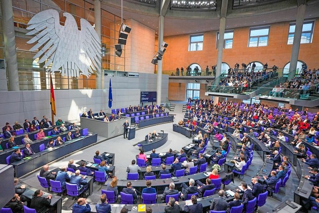 Das ist der Bundestag, das deutsche Parlament in Berlin.  | Foto: Michael Kappeler (dpa)