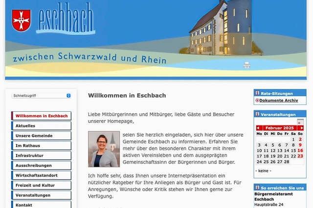 Die Homepage der Gemeinde Eschbach sieht derzeit etwas altbacken aus.  | Foto: Volker Mnch