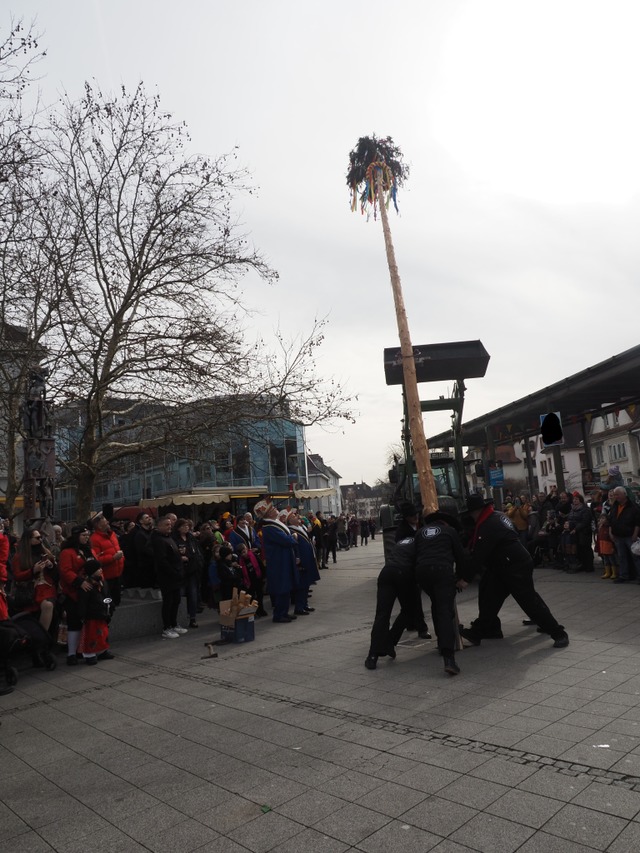 Der Baum wird aufgerichtet.  | Foto:  Boris Burkhardt