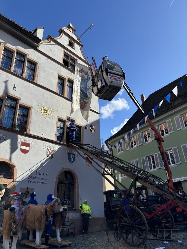 Originell, witzig, charmant: Staufens Schelmenzunft hat sich beim Rathaussturm mal wieder selbst bertroffen, den Brgermeister mit der Gondel vom Hof gejagt und fr ein volles Stdtli gesorgt.