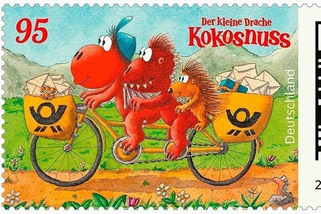 Drache Kokosnuss als Briefmarke