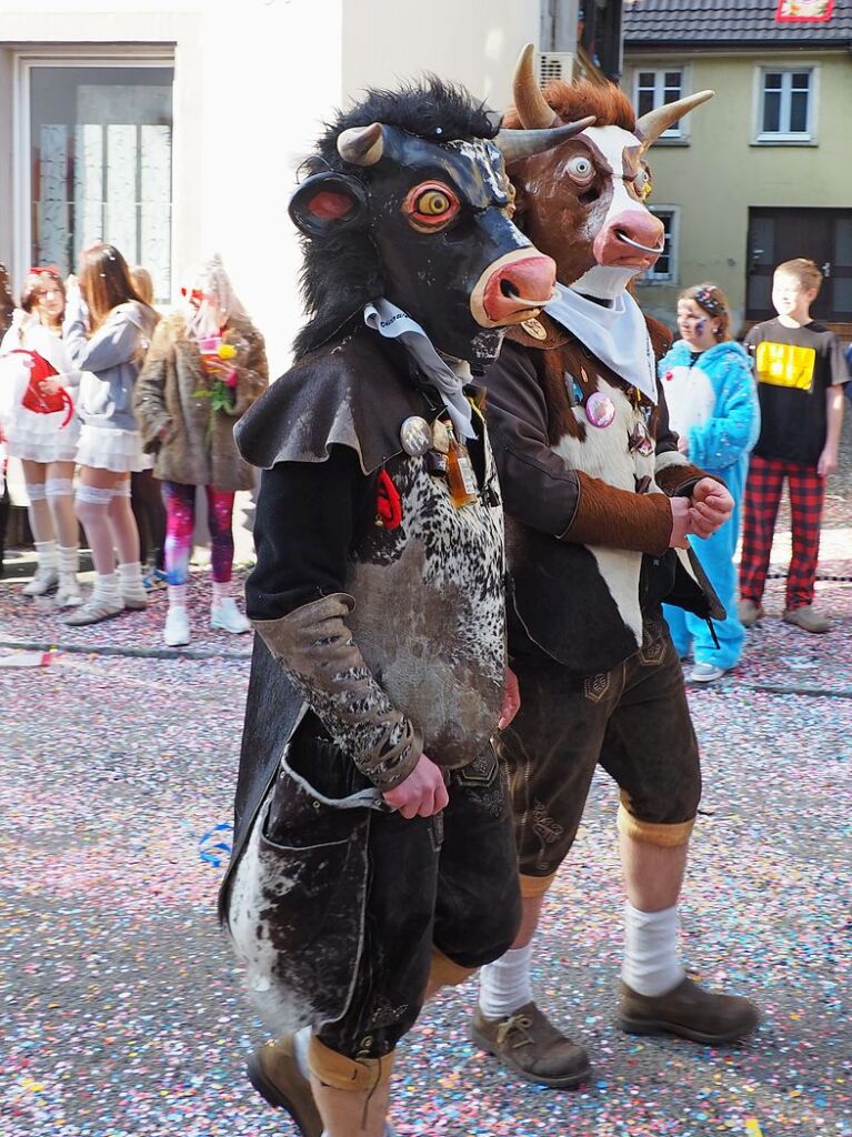 Der Umzug der Brezele Buebe zog sich am Samstag durch Kandern.