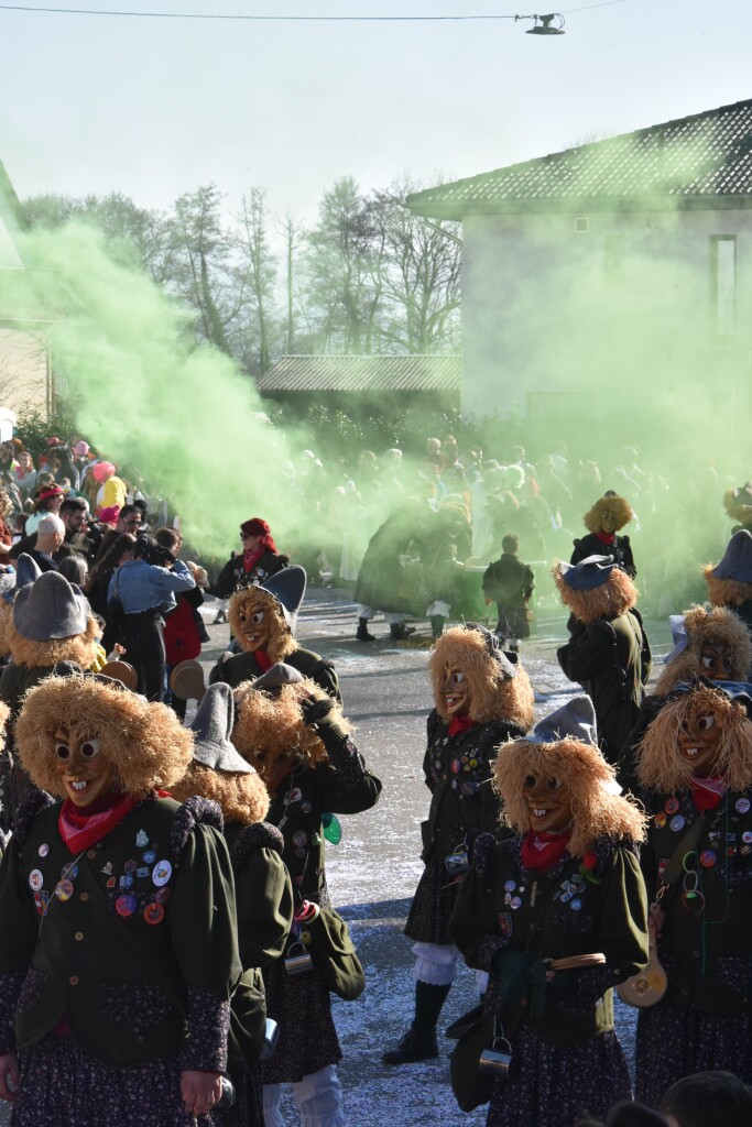 Bei frhlingshaften Temperaturen feiern die Menschen in Reute mit dem Rosenmontagsumzug ausgelassen und frhlich die Fasnet.