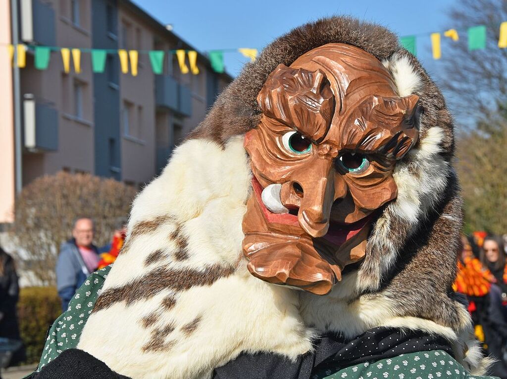 Welschkorngeister, Grotte Hexe, Schneesturmhexen und Steinbruch Hex zogen am Fasnetmendig durch die Straen in Denzlingen. Insgesamt feierten 59 Gruppierungen mit.