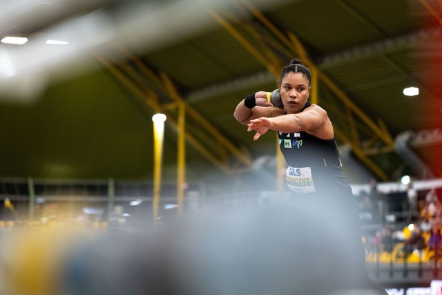 Yemisi Ogunleye ist eine der gr&ouml;&...l;r die Hallen-EM in den Niederlanden.  | Foto: Marius Becker/dpa