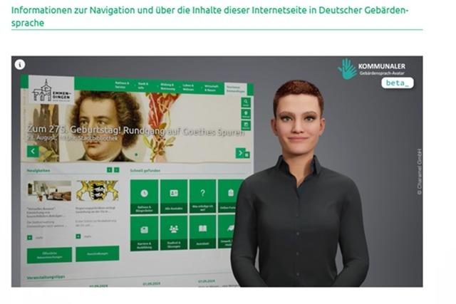 Die Stadt Emmendingen nutzt den Avatar Livian auf ihrer Homepage als Gebrdendolmetscher