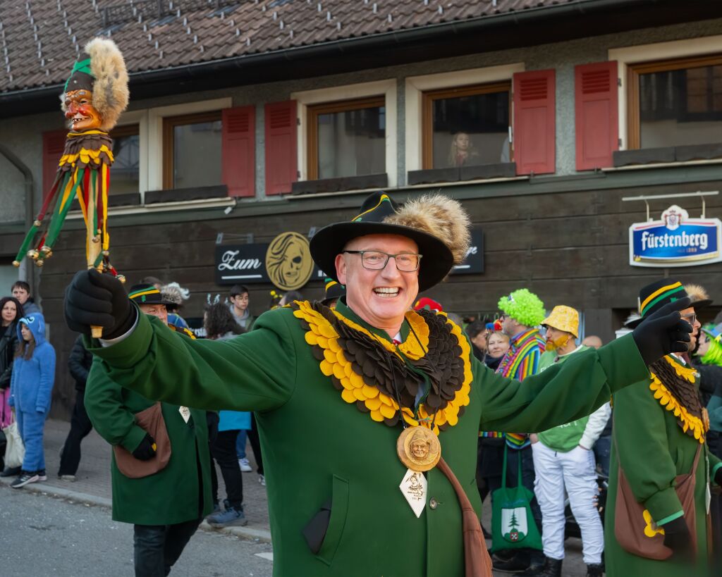 Der Lenzkircher Narrenvater Helmut Haberstroh ist glcklich - nach einem tollen Zunftabend und dem prchtigen Umzug kein Wunder