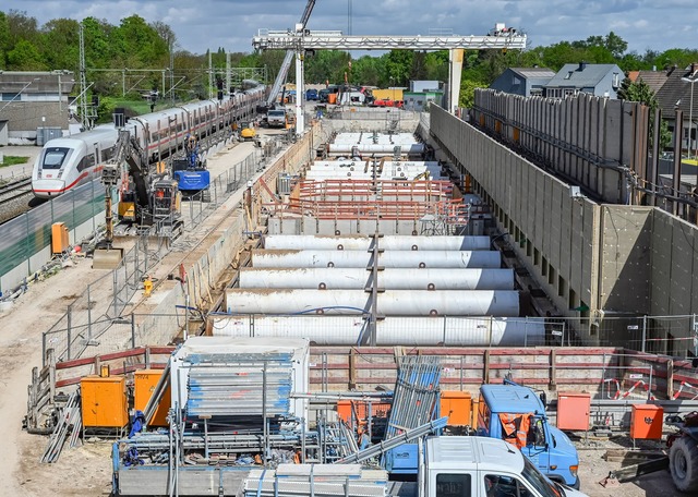 Blick auf die Baustelle zum Rastatter Tunnel der Deutschen Bahn. (Archivbild)  | Foto: Uli Deck/dpa