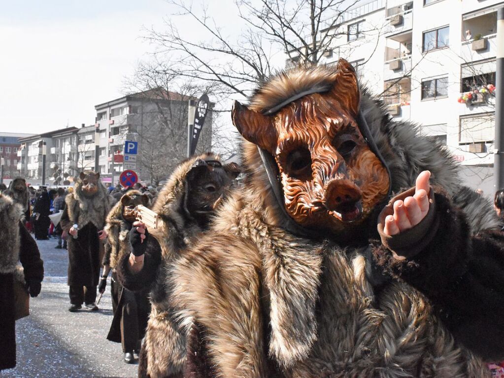 Bei Frhlingswetter war der Umzug ein tolles Erlebnis, fr die Narren ebenso wie fr die Hstrger aus den 120 Cliquen. Entlang der neuen Umzugsstrecke quer durch Altweil war der Besuch allerdings deutlich geringer als an den Hauptstrae.