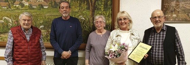 Die Vorsitzende der Trachtengruppe Hei...chriftfhrer) wurden im Amt besttigt.  | Foto: Kaisersthler Trachtengruppe Ihringen