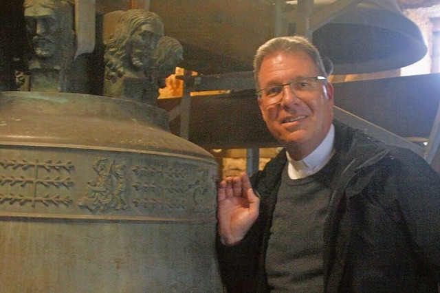 Peter Nicola bei der Besichtigung der ... Glockenturm der Grwihler Pfarrkirche  | Foto: Karin Stckl-Steinebrunner