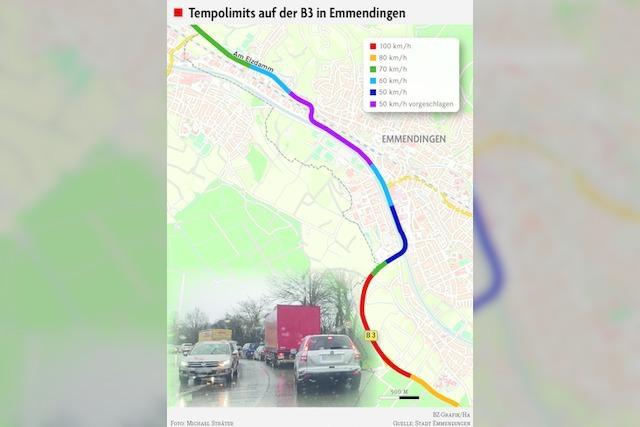 Auf der B3 in Emmendingen soll Tempo 50 ausgeweitet werden - und schon gibt es Streit