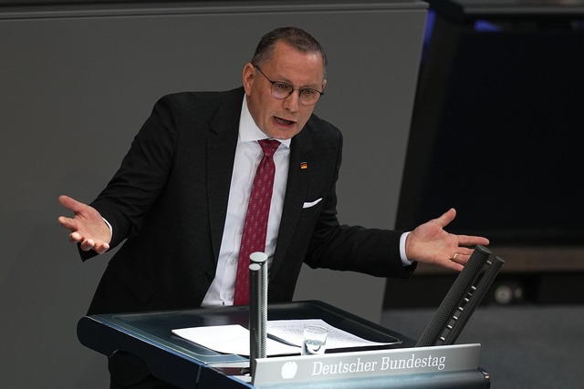 AfD-Fraktionschef Chrupalla warnt vor ausufernden Schulden.  | Foto: Michael Kappeler/dpa