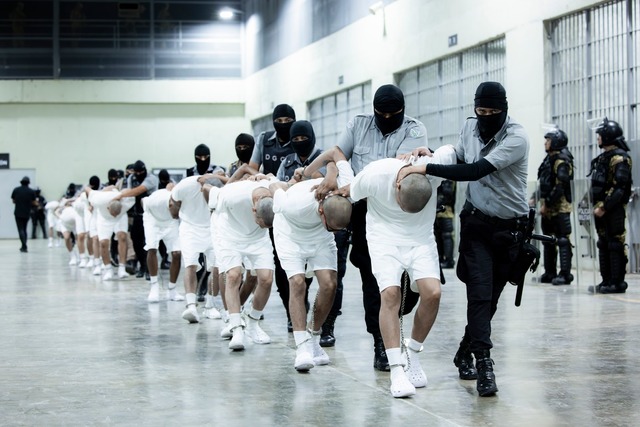 B&uuml;rgerrechtler bezweifeln, dass e... wirklich um Bandenkriminelle handelt.  | Foto: Uncredited/El Salvador presidential press office via AP/dpa