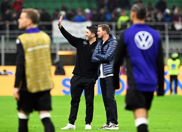 Julian Nagelsmann (r.) will das Final-Turnier der Nations League erreichen.  | Foto: Federico Gambarini/dpa