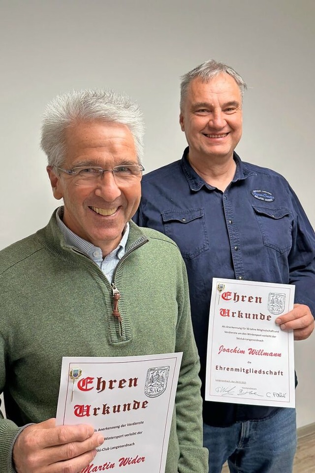 Martin Wider (links) wird fr 40 Jahre...chim Willmann ist  nun  Ehrenmitglied.  | Foto: Markus Straub