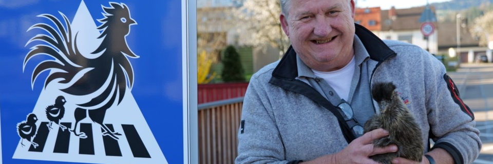 Achtung, Hühner queren! In Kirchzarten gibt es einen Zebrastreifen für Hühner
