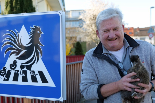 In Kirchzarten gibt es einen Zebrastreifen fr Hhner