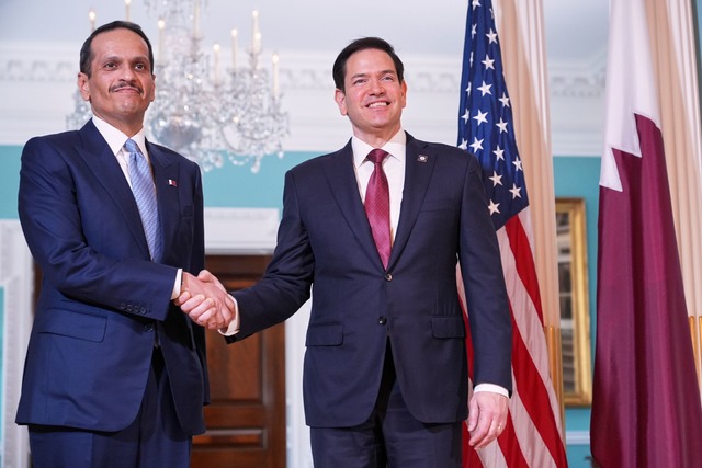 Rubio und Al Thani sprechen in Washington &uuml;ber die Lage im Nahen Osten.  | Foto: Jacquelyn Martin/AP/dpa
