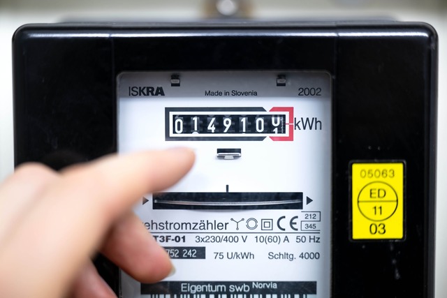 In der Wohnung der beklagten Vermieter...r einen Stromz&auml;hler. (Symbolbild)  | Foto: Sina Schuldt/dpa