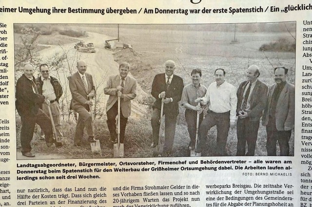 Ende April 2000 fand der Spatenstich z...er Umgehungsstrae fr Griheim statt.  | Foto: Alexander Huber