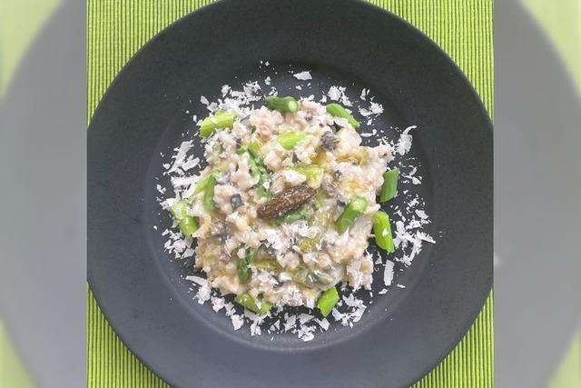 Morcheln und Spargel mit Risotto: ein frhlingshafter Hochgenuss