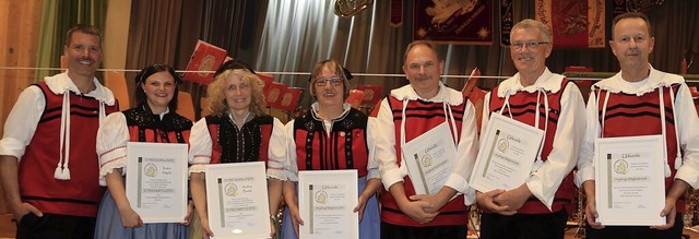 Geehrte (von links): Erster Vorsitzen...gner, Walter Stoll und Bernhard Morath | Foto: Trachtenkapelle Herrischried Geehrte (von links): Erster Vorsitzen...gner, Walter Stoll und Bernhard Morath | Foto: Trachtenkapelle Herrischried