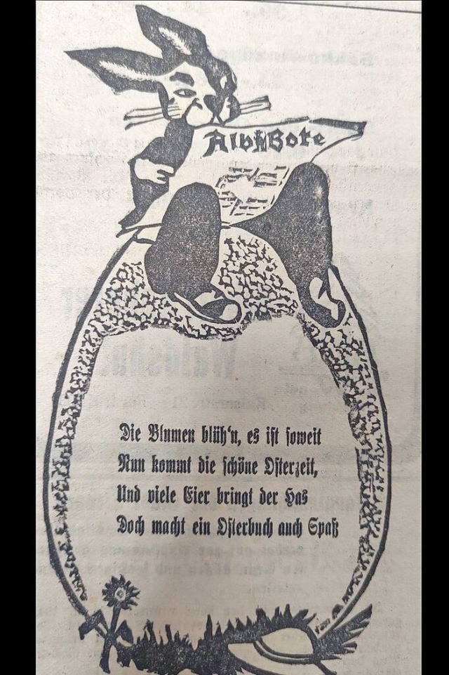Anzeige im &#8222;Alb-Bote&#8220; zum Osterfest, Nr. 80, Mittwoch, 4. April 1941  | Foto: Irene Krau
