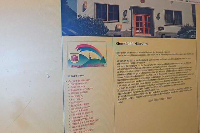 Die Homepage der Gemeinde Häusern entspricht nicht mehr den heutigen Erwartungen | Foto: Ingo Günther Die Homepage der Gemeinde Häusern entspricht nicht mehr den heutigen Erwartungen | Foto: Ingo Günther