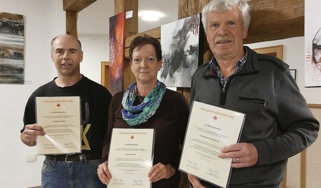Ausgezeichnet: Irene Plum, Winfried Hien (links) und Bernhard Ngele.   | Foto: Ingo Gnther