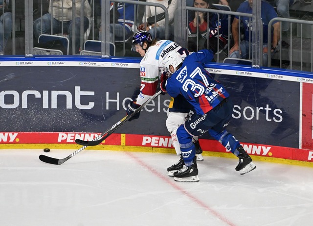 Abwehrspieler Zac Leslie (rechts) wechselt von Mannheim nach Straubing. | Foto: Uli Deck/dpa Abwehrspieler Zac Leslie (rechts) wechselt von Mannheim nach Straubing. | Foto: Uli Deck/dpa