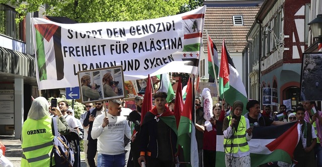 Die Demonstranten in der Lange Straße auf dem Weg zum Lindenplatz | Foto: Juliana Eiland-Jung Die Demonstranten in der Lange Straße auf dem Weg zum Lindenplatz | Foto: Juliana Eiland-Jung