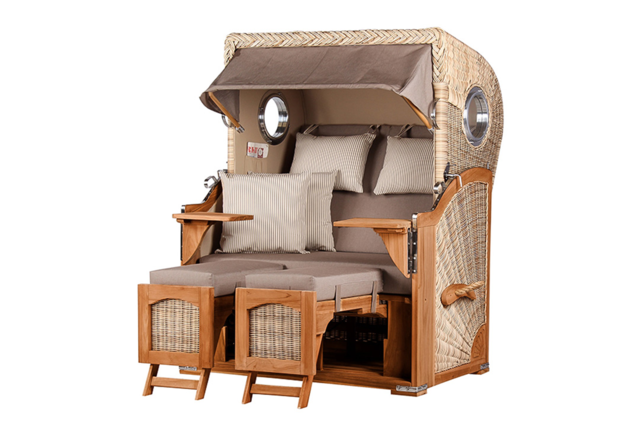 Strandkorb Taupe-Creme