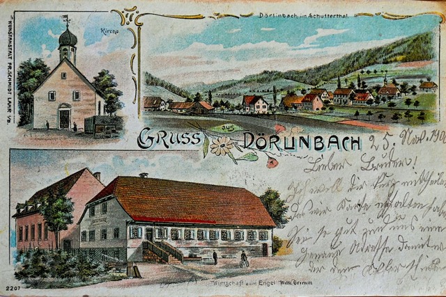 Diese Postkarte mit der Ansicht des Ga...n Dörlinbach stammt aus dem Jahr 1900. | Foto: Endrik Baublies Diese Postkarte mit der Ansicht des Ga...n Dörlinbach stammt aus dem Jahr 1900. | Foto: Endrik Baublies