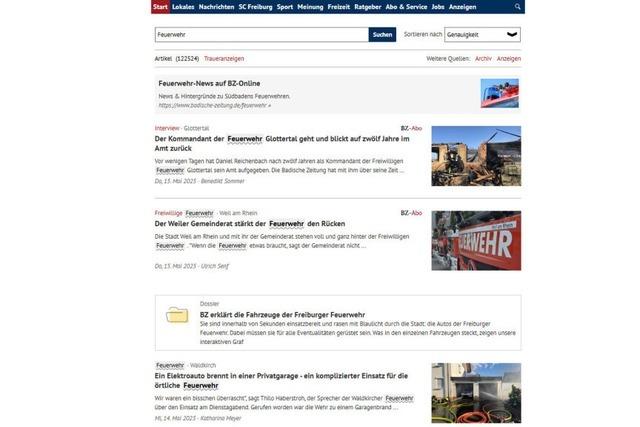 Die BZ-Website hat eine neue Suche - sie findet auch Traueranzeigen