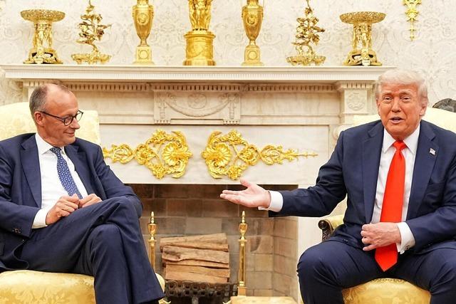 Ein zahmer Trump schmeichelt Merz bei dessen Besuch im Oval Office