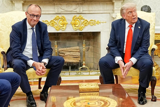 In seiner ersten Amtszeit wollte Donal...e an - beim Besuch des neuen Kanzlers. | Foto: Michael Kappeler (dpa) In seiner ersten Amtszeit wollte Donal...e an - beim Besuch des neuen Kanzlers. | Foto: Michael Kappeler (dpa)