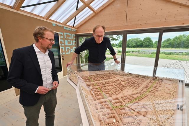 Ein Pavillon informiert jetzt über den neuen Freiburger Stadtteil Dietenbach