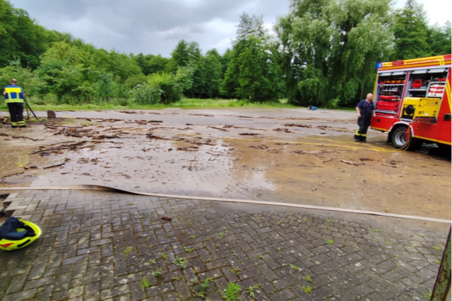 Starkregen in Bleichheim trifft die frisch renovierte Glöckle-Mühle: 