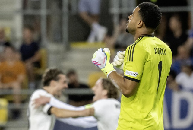 Noah Atubolu htete das Tor der deutschen U21.  | Foto: Martin Baumann (dpa)