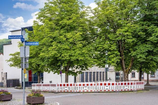 Schnauer Gymnasium erhlt neue Sitzmbel als Absperrung am Schulhof
