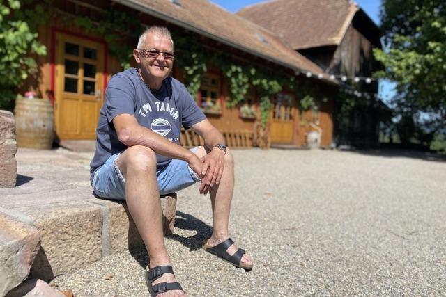 Strauenwirt Klaus Hummel aus Ettenheimweiler hat immer einen flotten Spruch auf den Lippen