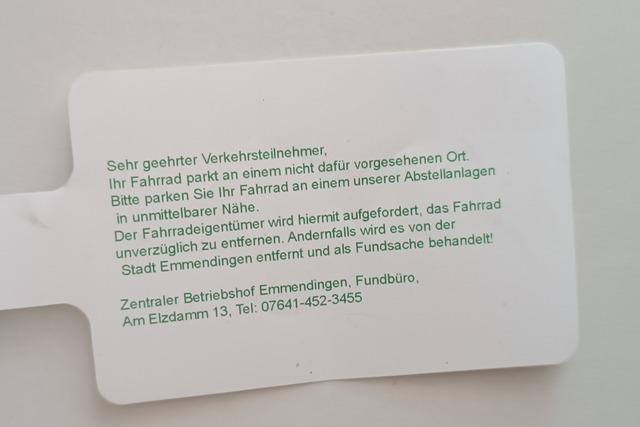 Stadt Emmendingen nimmt falsch geparkte Fahrrder ins Visier