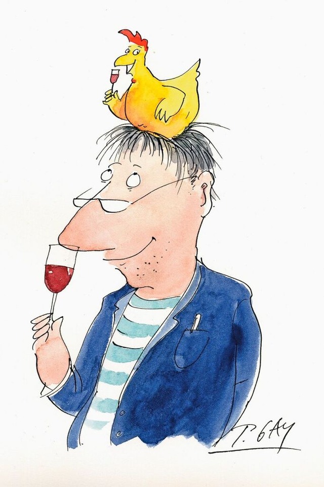 Die Krone seiner Schpfung: Peter Gaymann mit Huhn.  | Foto: Peter Gaymann