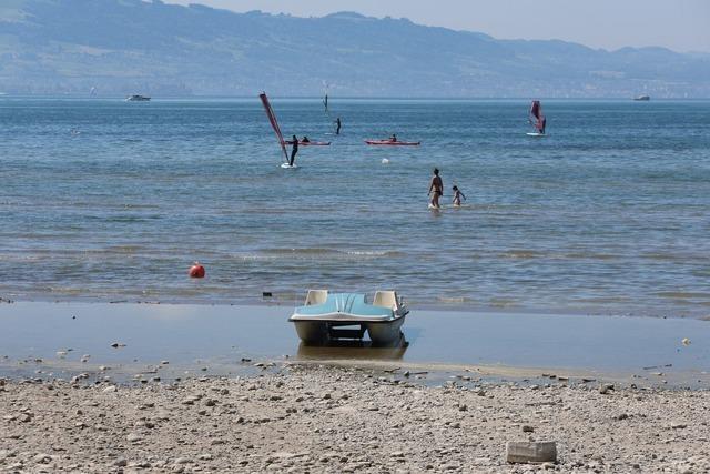 Junger Mann geht vor Augen seiner Freunde im Bodensee unter