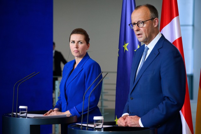 D&auml;nemarks Ministerpr&auml;sidenti...auml;ch mit Kanzler Merz. (Archivbild)  | Foto: Bernd von Jutrczenka/dpa